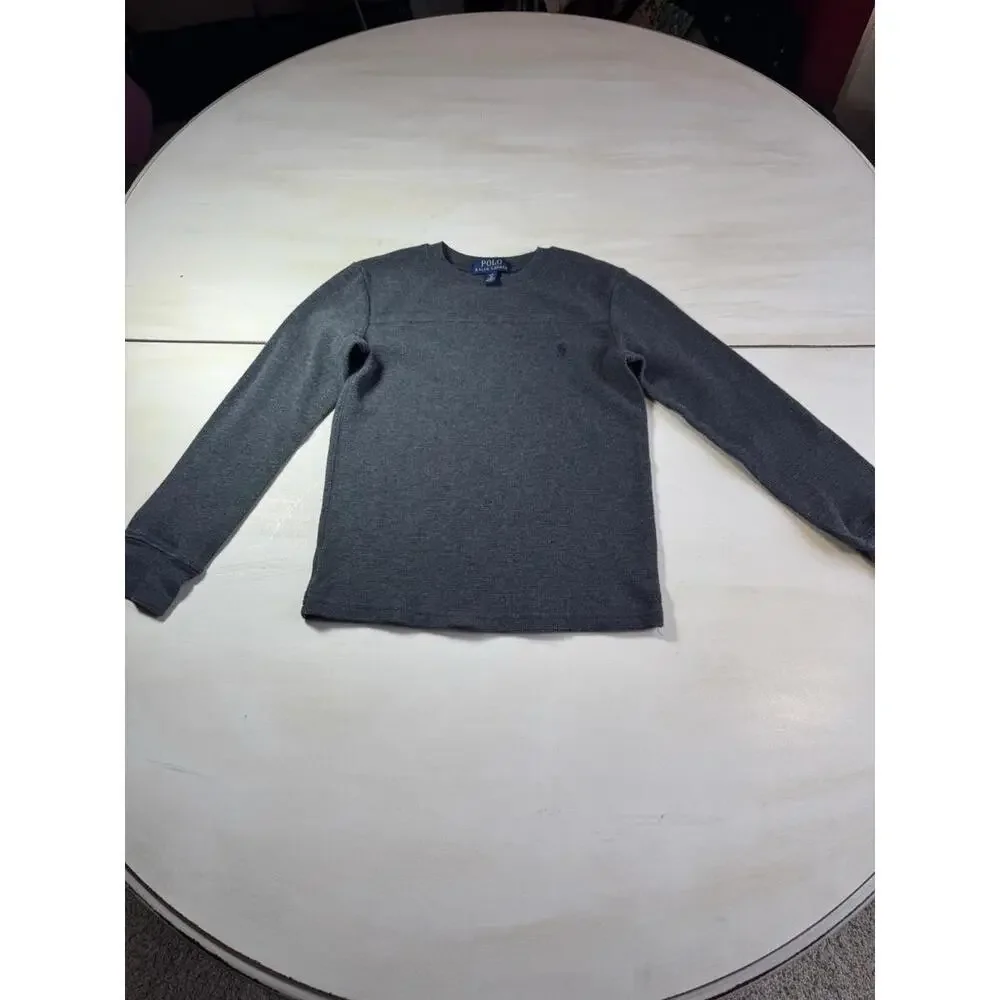Youth Boys Polo Ralph Lauren Gray Long Sleeve Warm Winter Sweater (Size Y-Small)